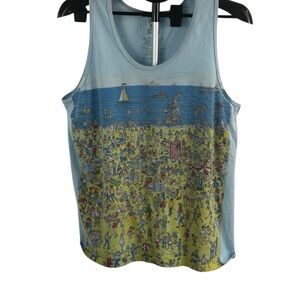 Where’s Waldo Beach Scene Tank Top, Y2K Nostalgia Graphic Cartoon Summer Tee SZL